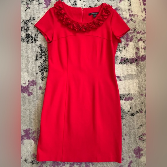 Insight Dresses & Skirts - Insight red sheath dress with ruffle collar detail!